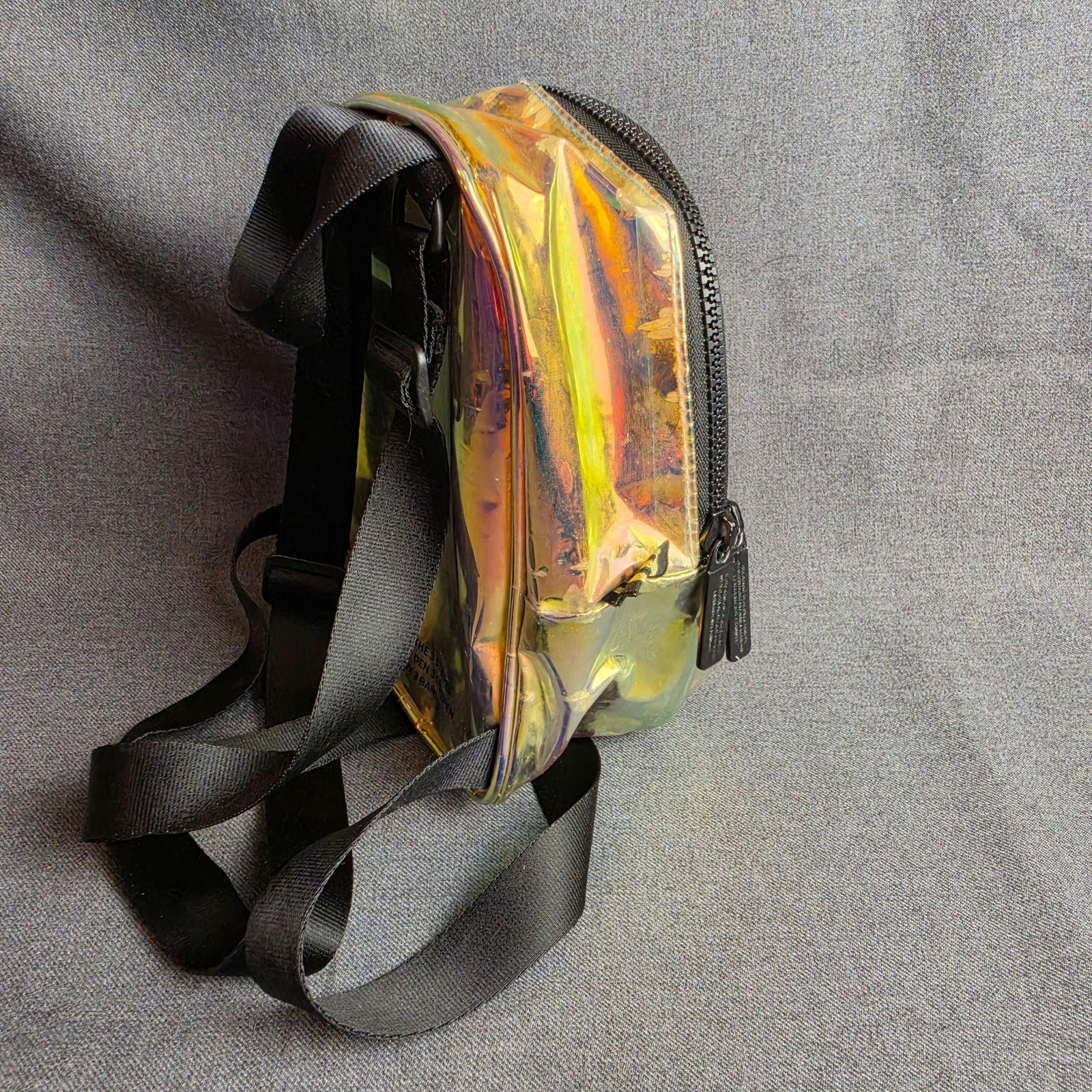 Adidas Originals Backpack Unisex Mini Gold Holographic PVC Casual Bag Small
