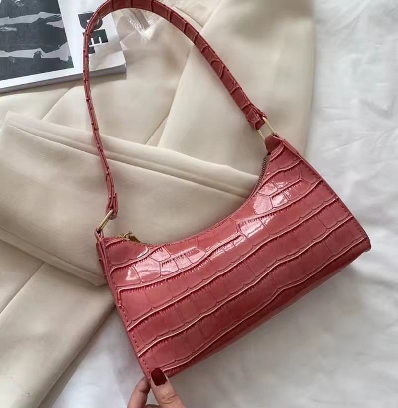 Trending Colors Alligator Pattern Shoulder Underarm PU Leather Handbag Purse