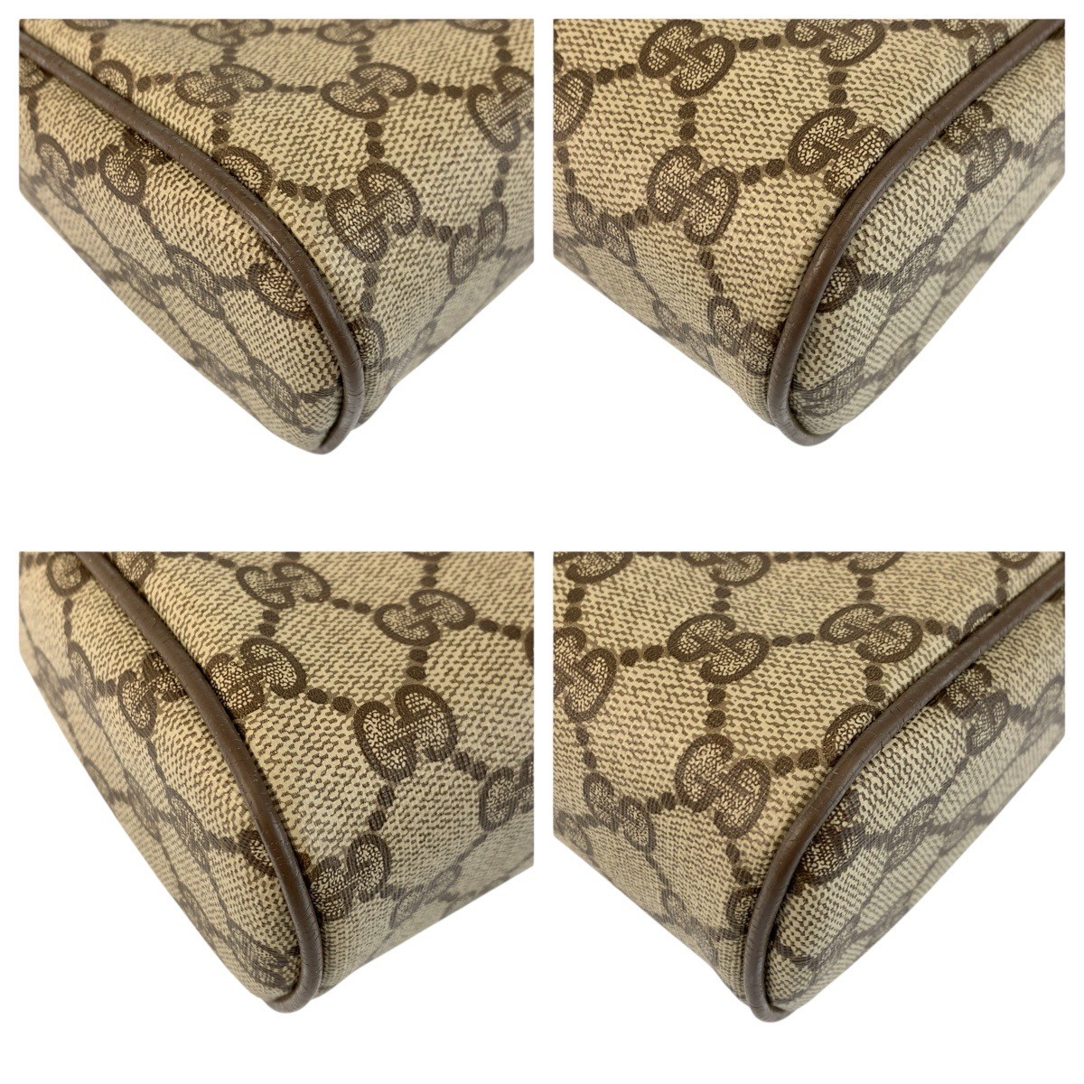 GUCCI Web Stripe 89 01 012 Clutch bag pouch Beige brown GG Supreme Canvas