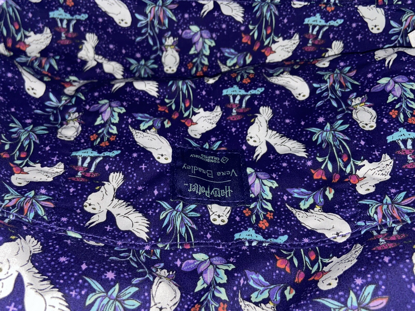 NWT Vera Bradley Harry Potter Purple Forbidden Forest Owls Small Tote Bag Purse
