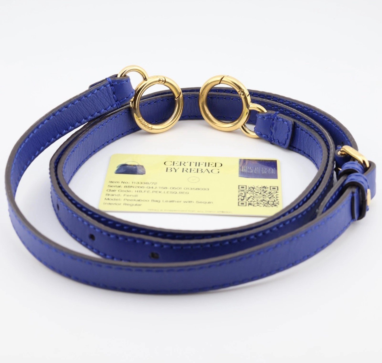 Fendi Blue Peekaboo Medium Leather Bag Sequin Interior gold hardware