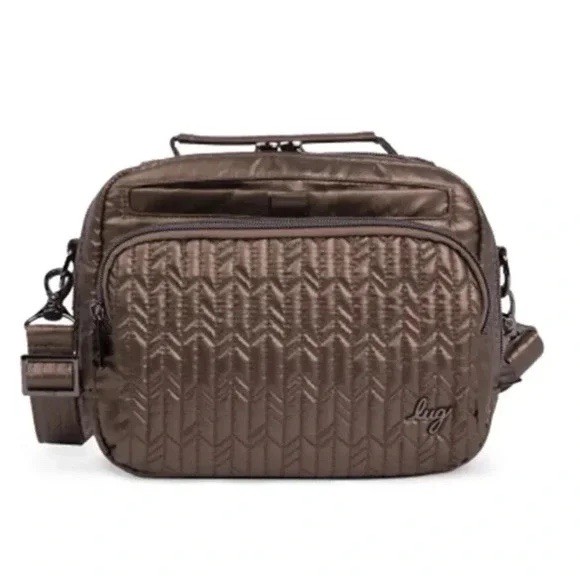 Lug Mini Ranger Quilted Crossbody Bag Metallic Expresso New