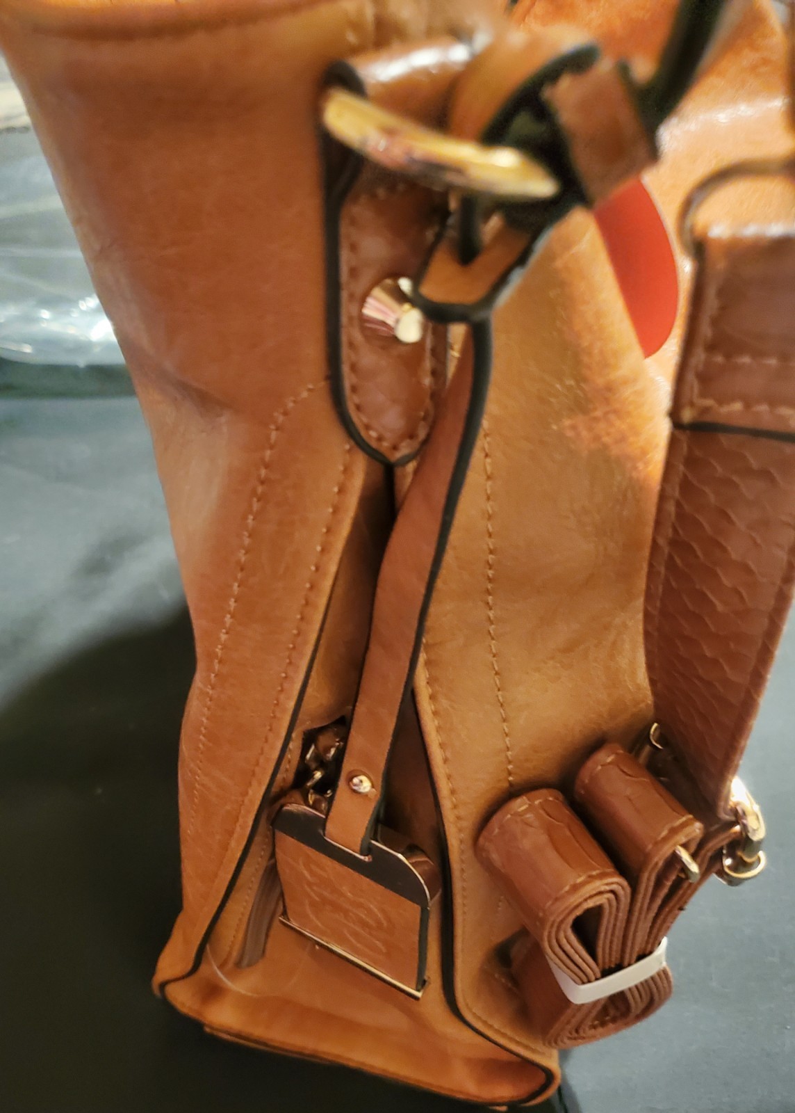 Bulldog Concealed Carry Shoulder Bag Purse, Brown Lockable Zipper, Pockets