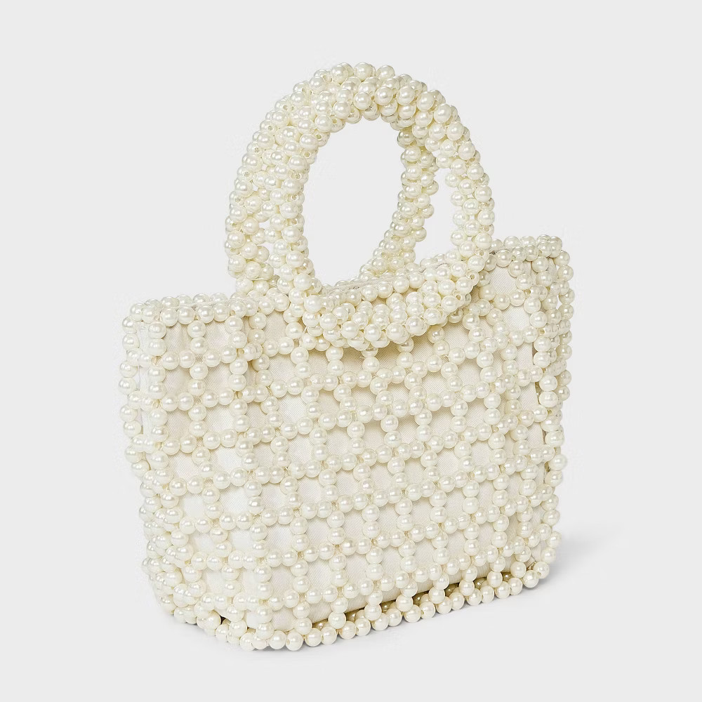 Mini Pearl Beaded Bucket Bag – A New Day Ivory