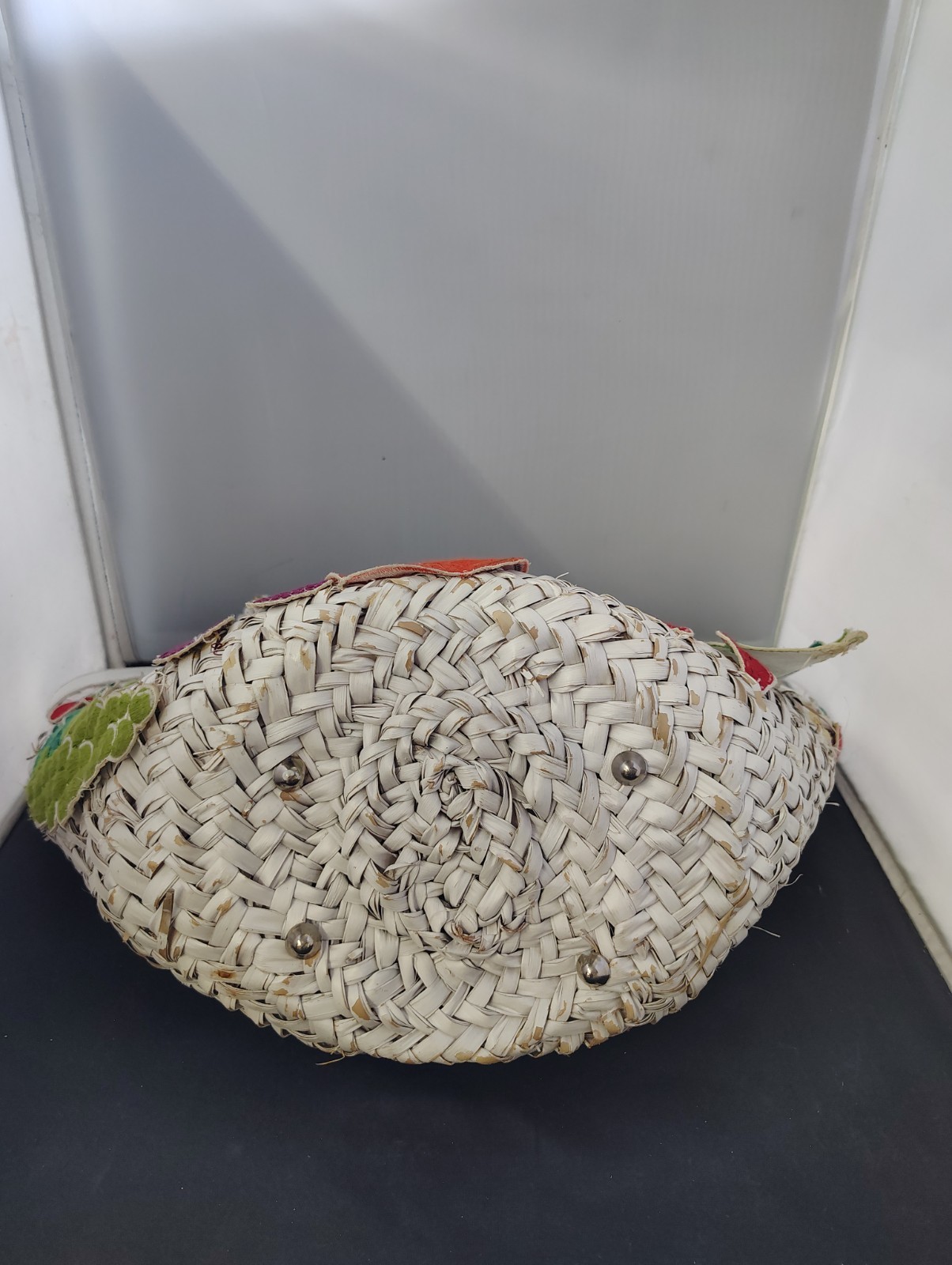 Authentic D&G Women’s Medium Crescent Shoulder Bag Fruit Print Zip Raffia Wicker