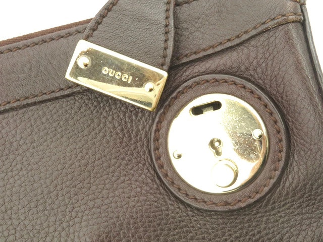 GUCCI Shoulder Bag Dark Brown Leather 148476 Calfskin Men’s #DB674