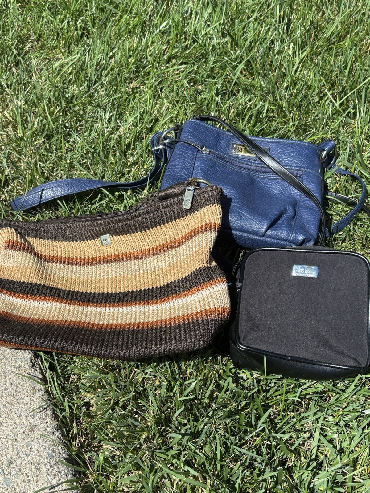 Lot 3 Lina Crochet Hobo Brown Beige Black Liz Claiborne Blue Rosetti Bag Purse