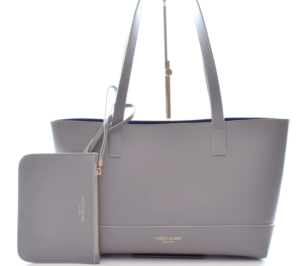 Teddy Blake Alice Leather Media Gray/Blue Tote/Shoulder Bag Mint Cond (1 x use)
