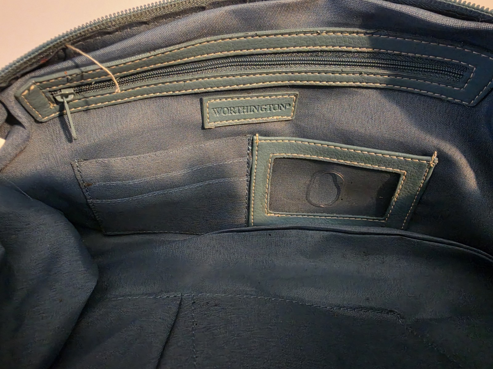 Worthington Blue Medium Shoulder Bag Zip Closure Inner Pockets w/ Coin Purse