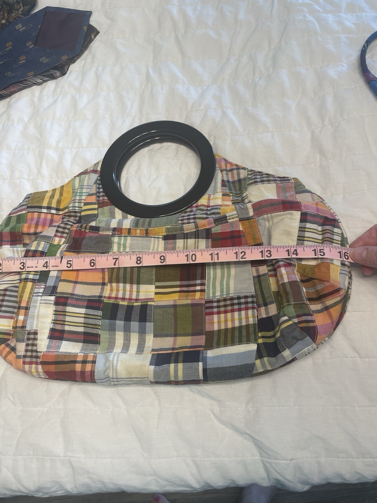 Vintage J.CREW Multicolor Madras Patchwork Top Handle Purse