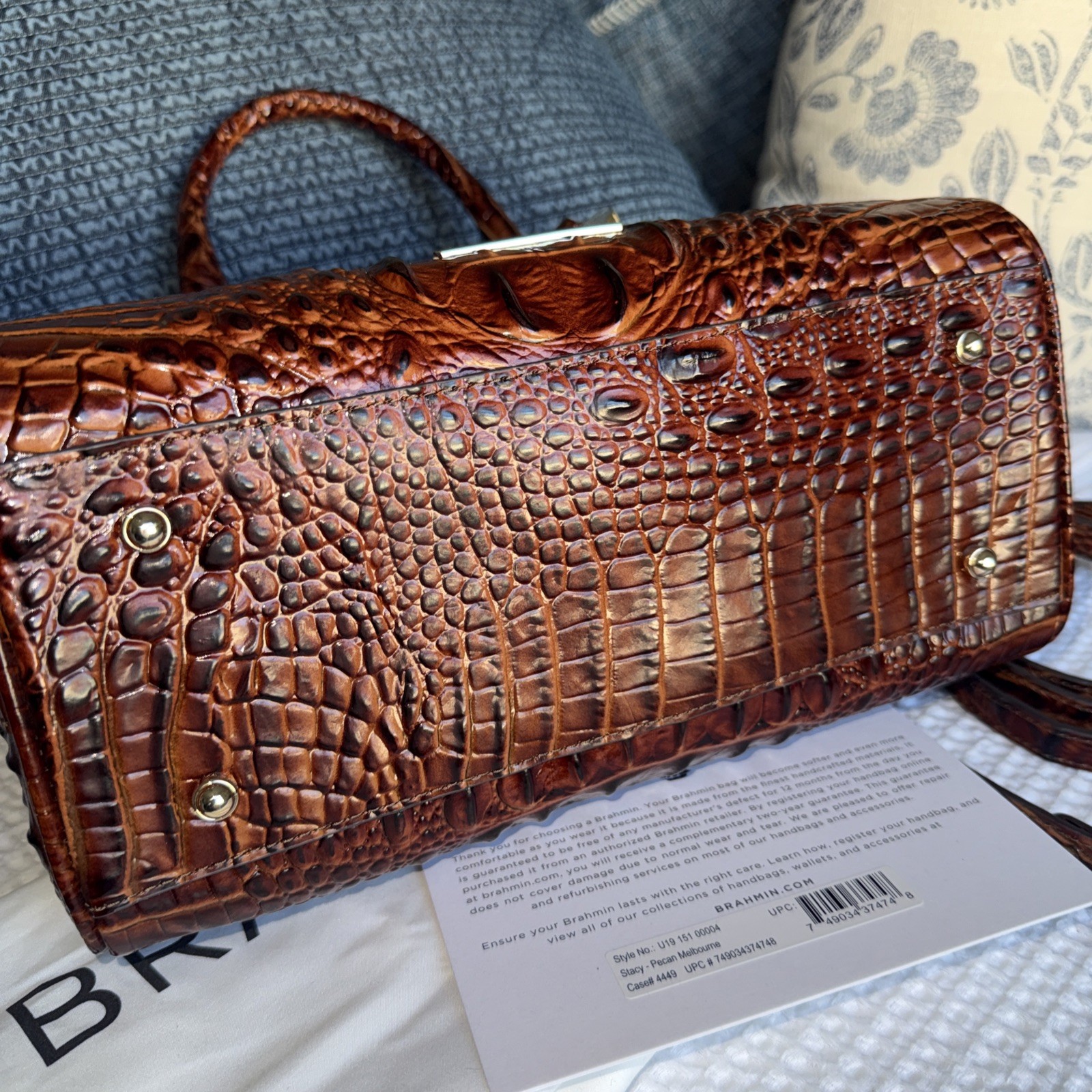 Brahmin Stacy Pecan Melbourne Satchel NWT w/ Dust Bag