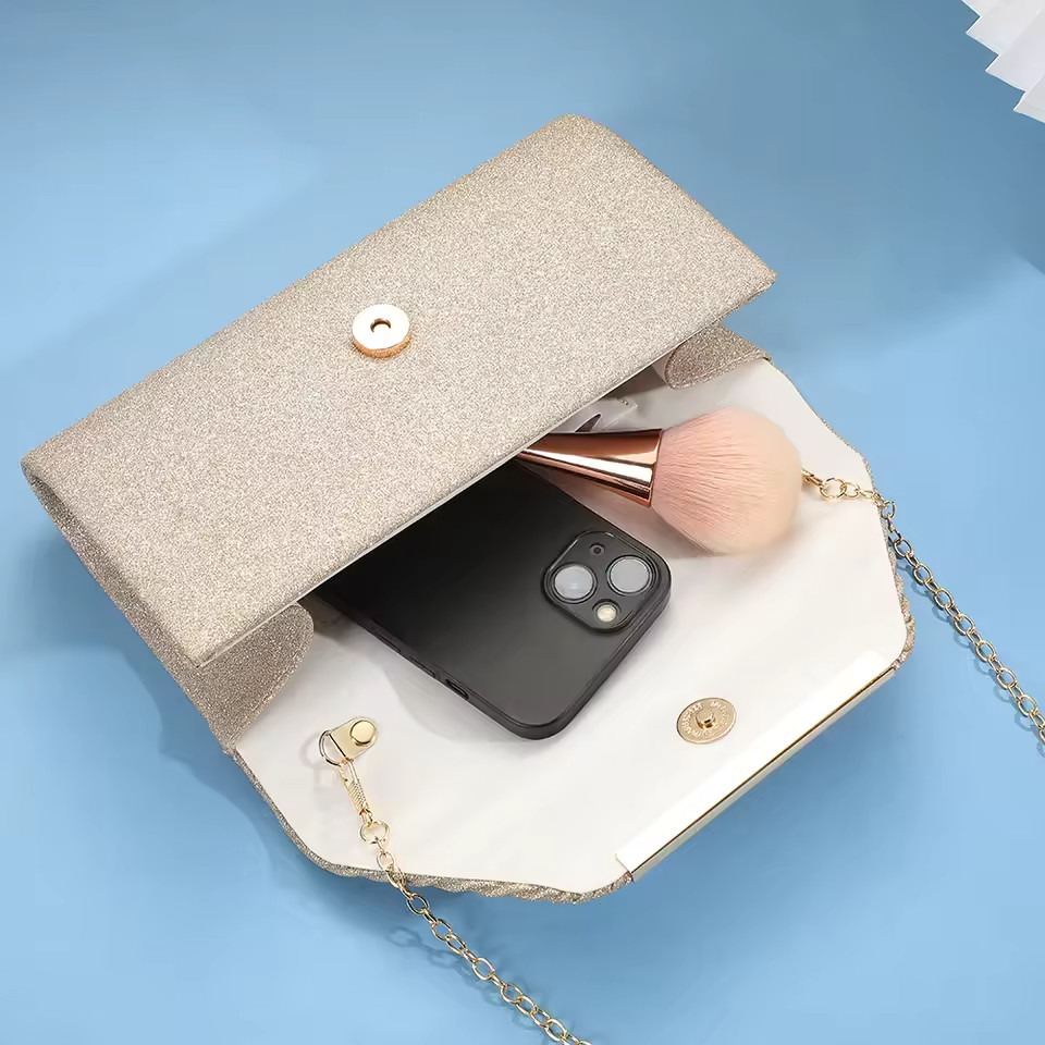 Elegant Glitter Clutch Bag Evening Party Purse Wedding Bridal Envelope Handbag