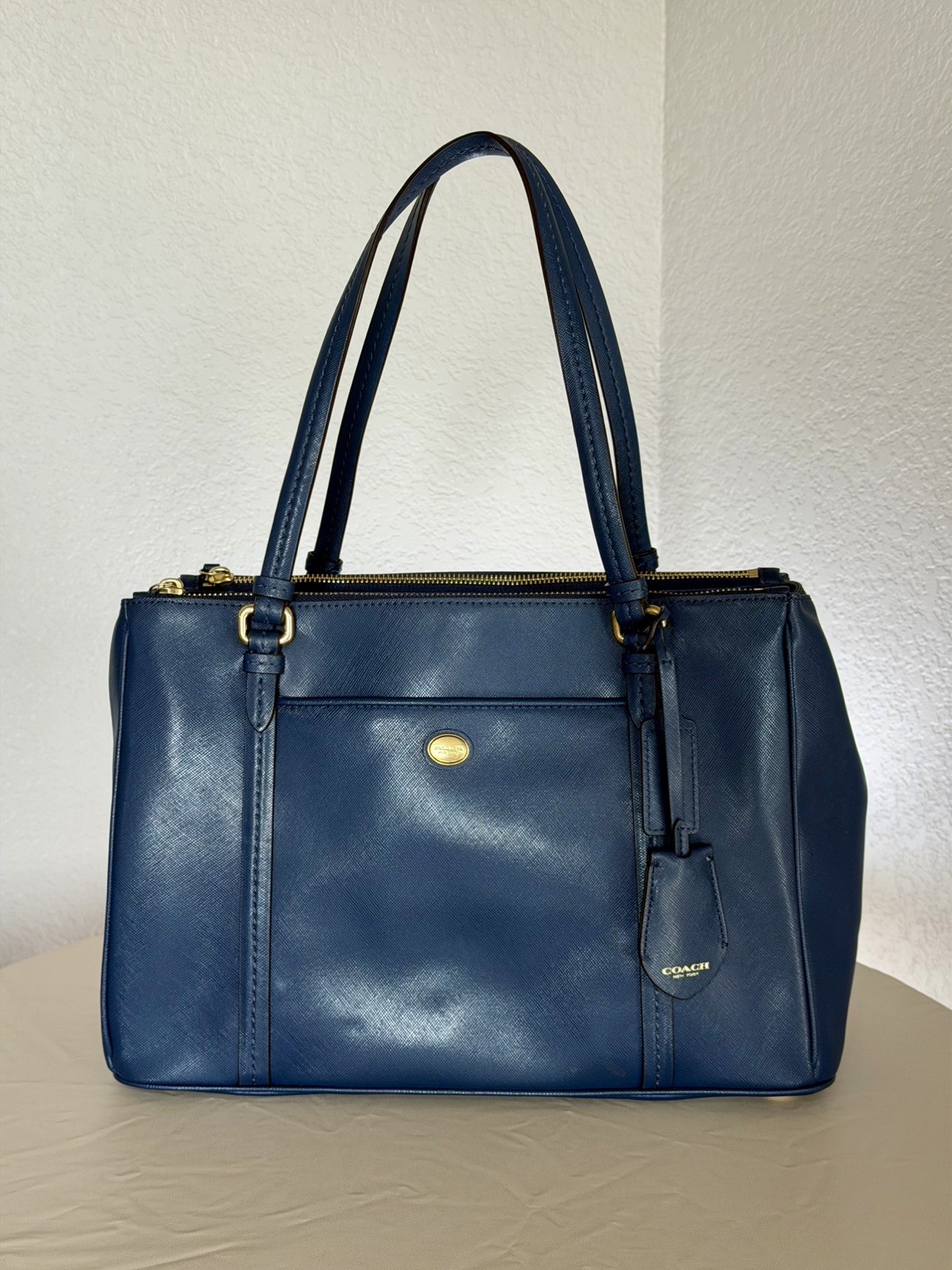 Vintage Coach Blue Saffiano Leather Peyton Tote Bag F25667 Great Condition
