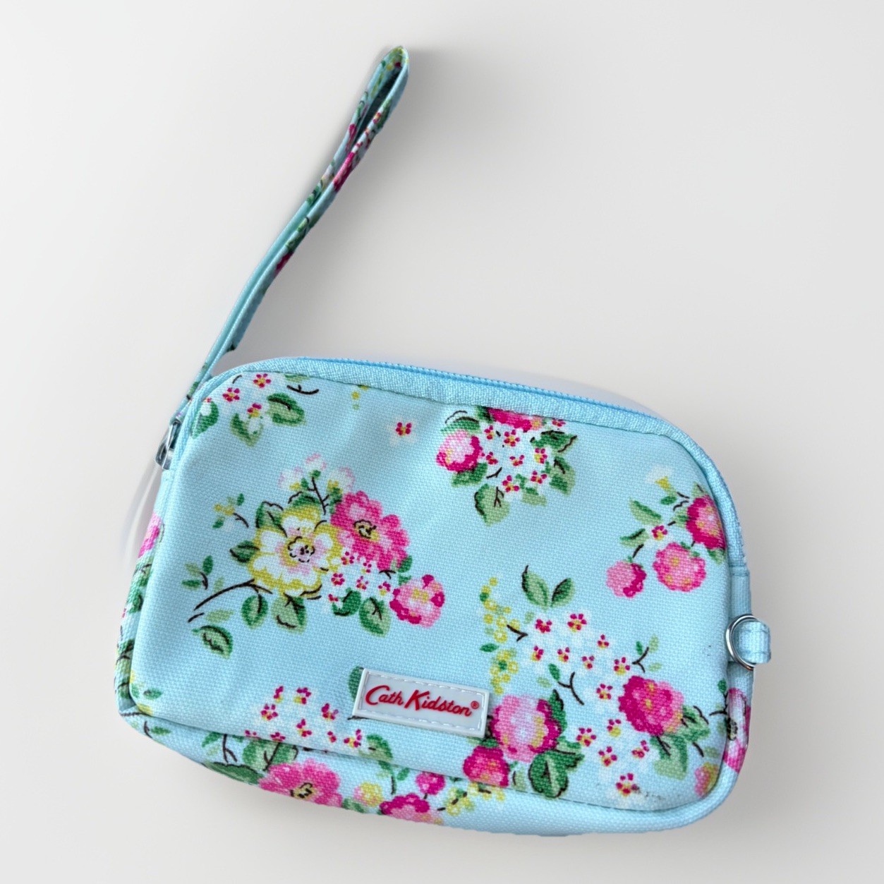 Cath Kidston London Blue Floral Gadget Case Zip Wristlet 4×5.5