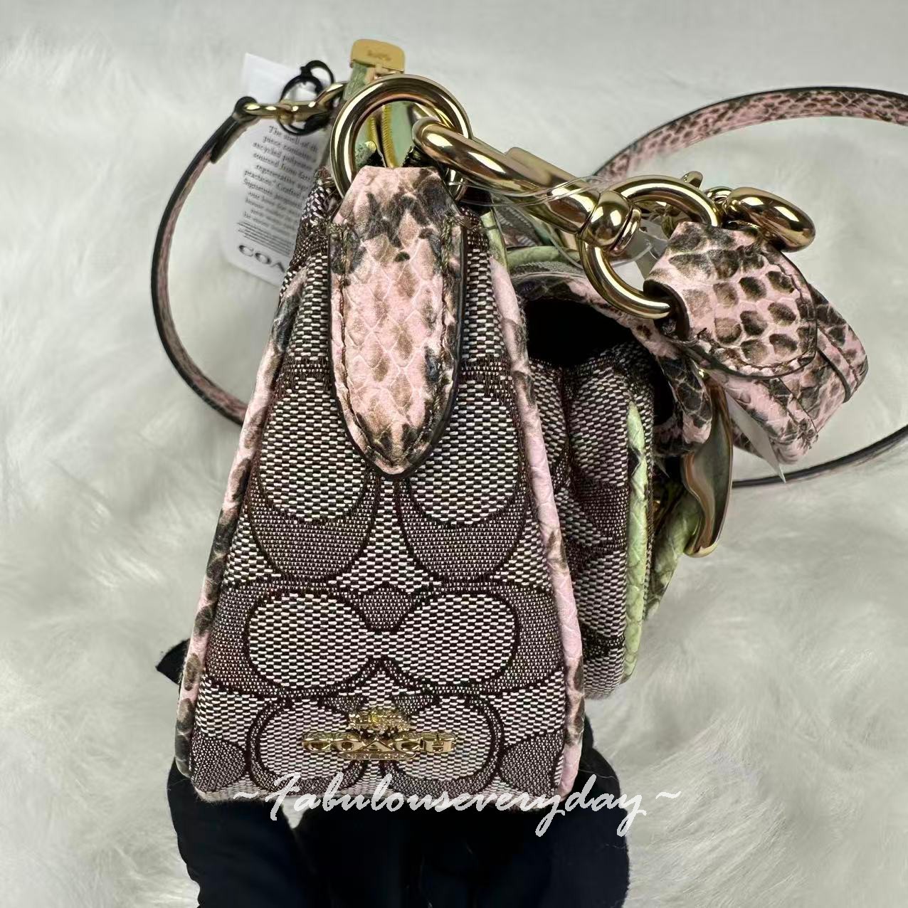 Coach Ashton Shoulder Bag Signature Jacquard Snake Embossed Leather/Oak CDW50
