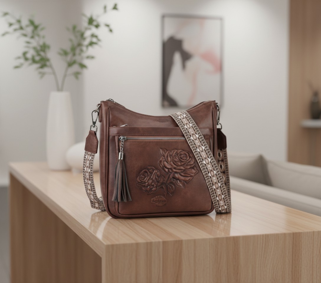 Women’s Vegan Leather Crossbody Hobo Shoulder Bag Embossed Travel Handbag Purse