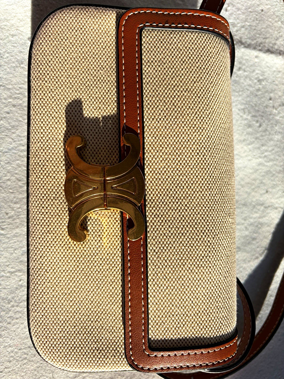 CELINE Macadam Crossbody Shoulder Bag Brown PVC & Leather Made in Italy