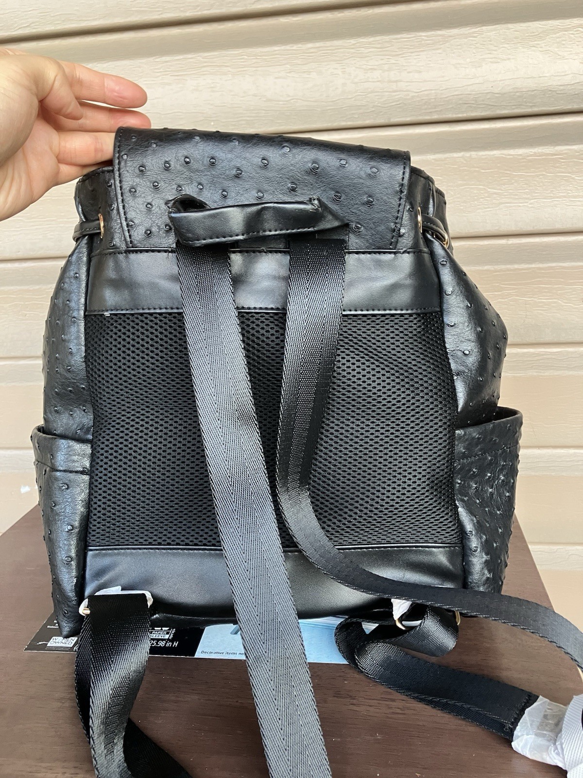 NEW Yuri Kojima Black Ostrich Skin Leather Backpack