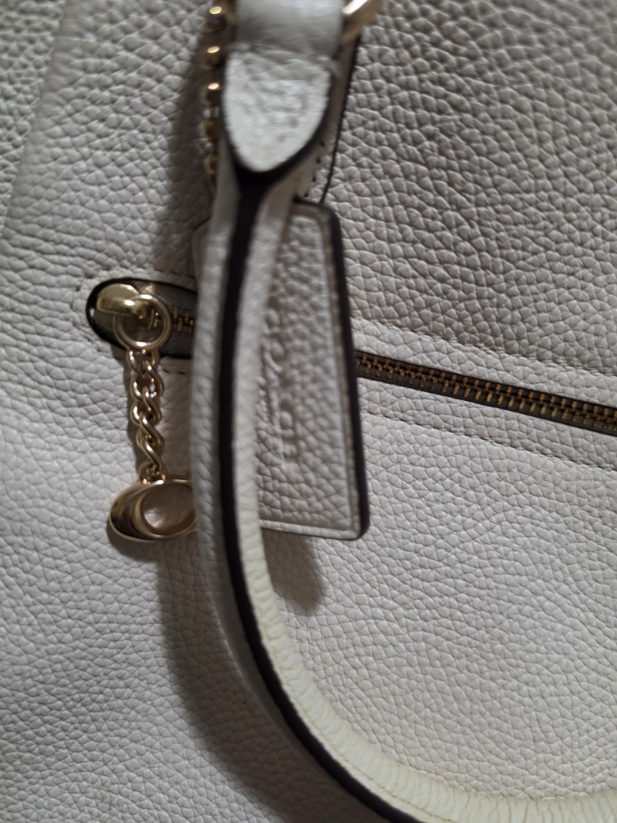 Coach Elise Ivory / Gold Pebbled Leather Bag Satchel Crossbody Bag 79316