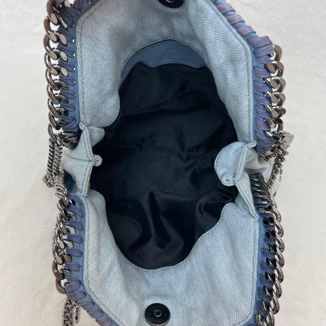 STELLA MCCARTNEY Falabella Tote bag Denim Floral embroidered 2way Authentic