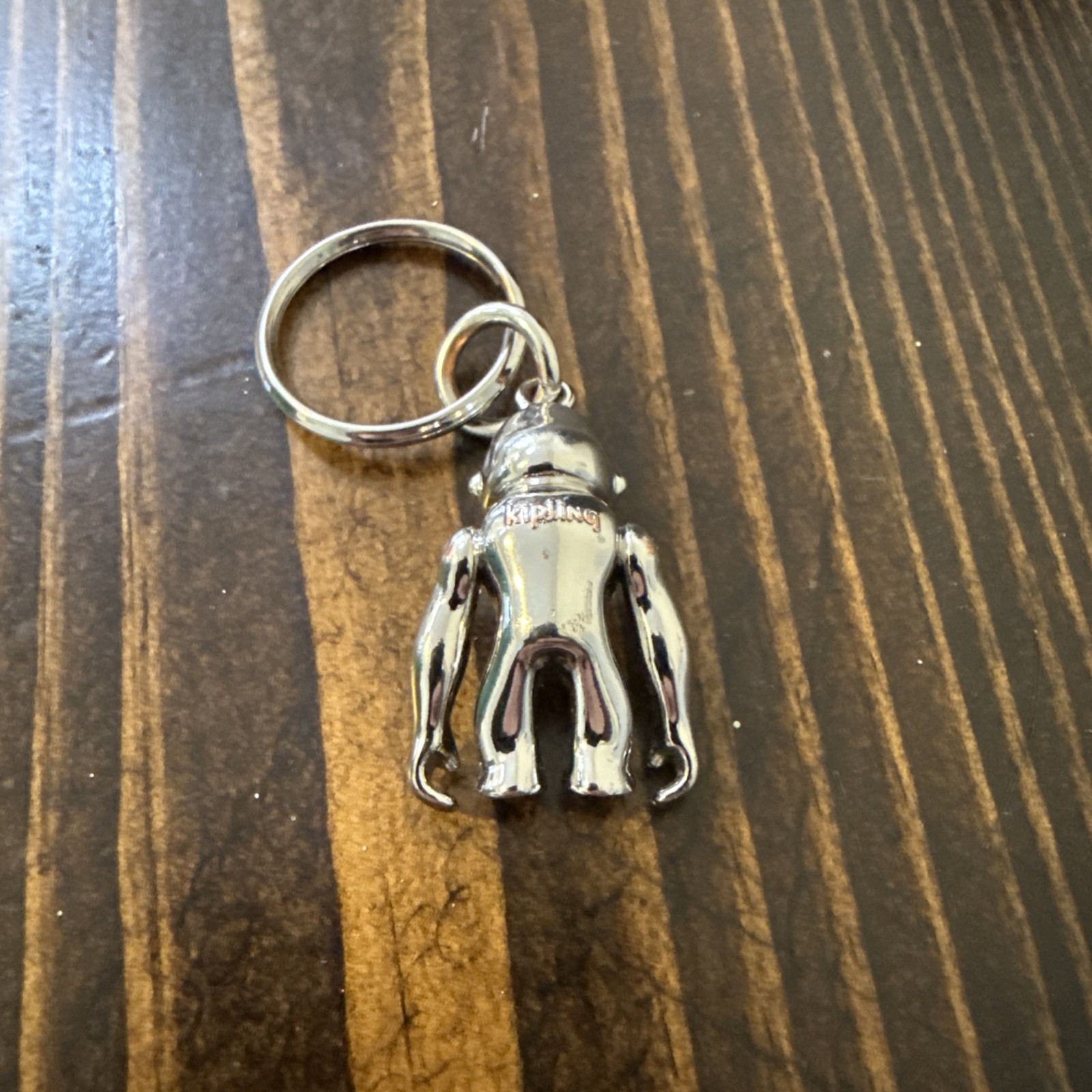 KIPLING Silver Metal Monkey Key Chain Ring Bag Charm Fob