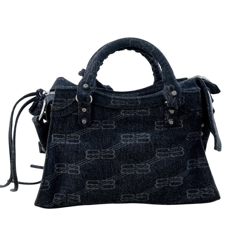 BALENCIAGA Neo Classic XS Black Denim Handbag 700940 #OKB2800