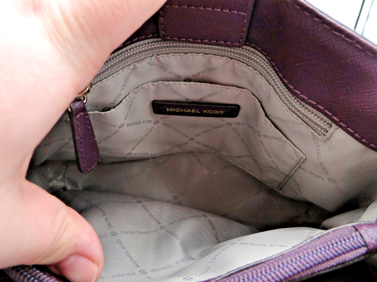 Michael Kors Purple Perforated Scalloped Leather Sofia Tote