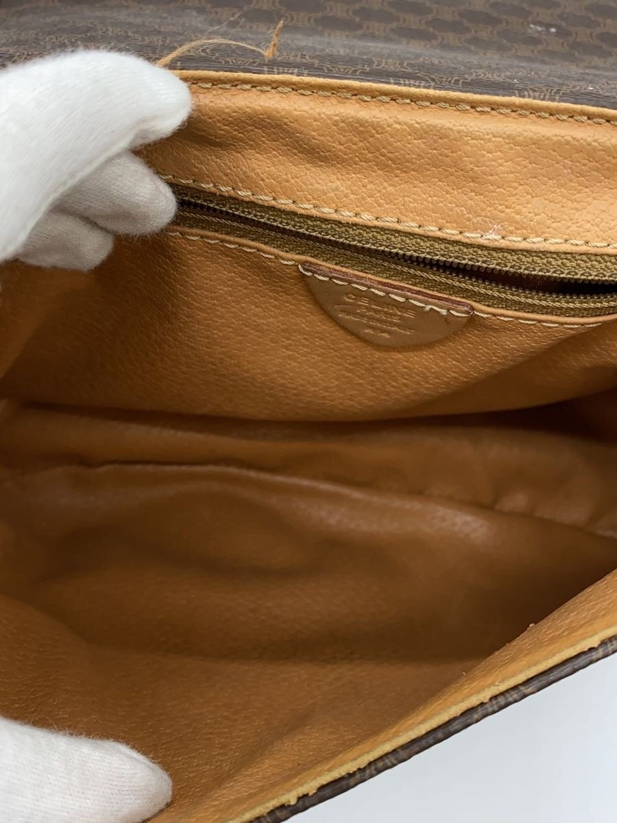 CELINE Shoulder Bag Leather Brown 12.0 in