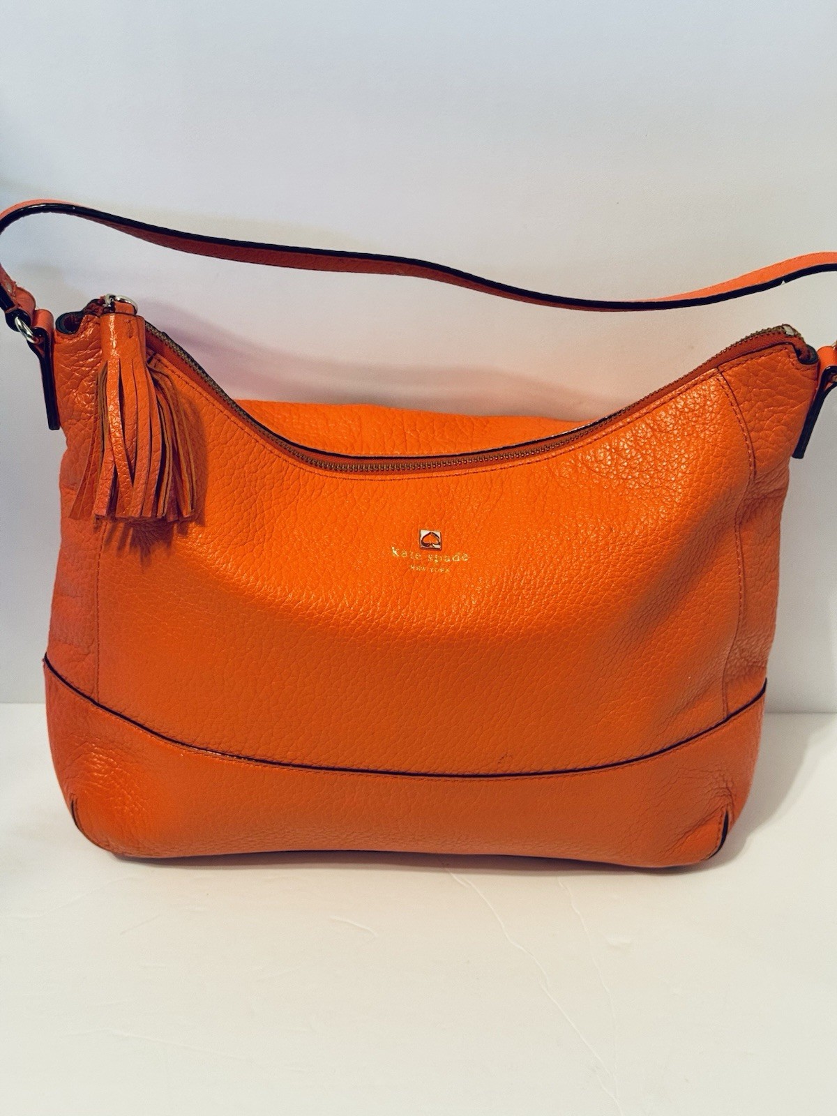 Kate Spade Handbag Large Orange Leather Bag Gold Hardware