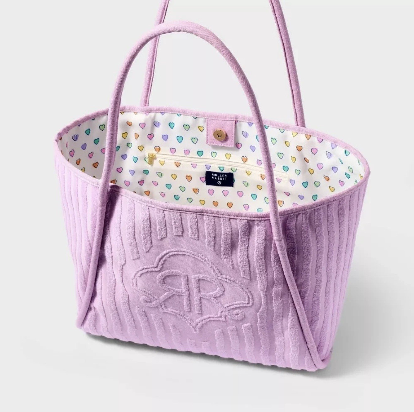 NEW🌟ROLLER RABBIT x TARGET Striped Lavender Large Terry Beach Tote Bag