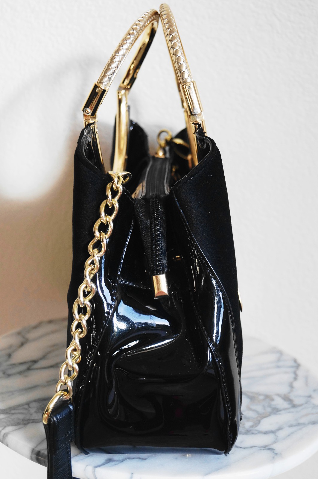 Women’s Handbag Black Elegant Zipper Tote Casual Shoulder Bag