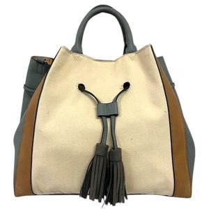 TRIDEEP Canvas Tote Bag White 26cm/10in Handbag Shoulder 2WAY with Pouch B