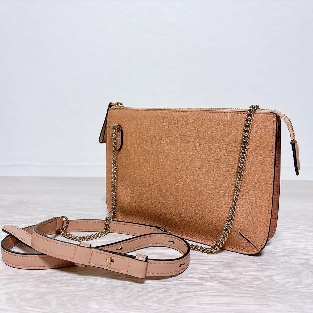 SMYTHSON Chain Shoulder Bag Beige Used Authentic