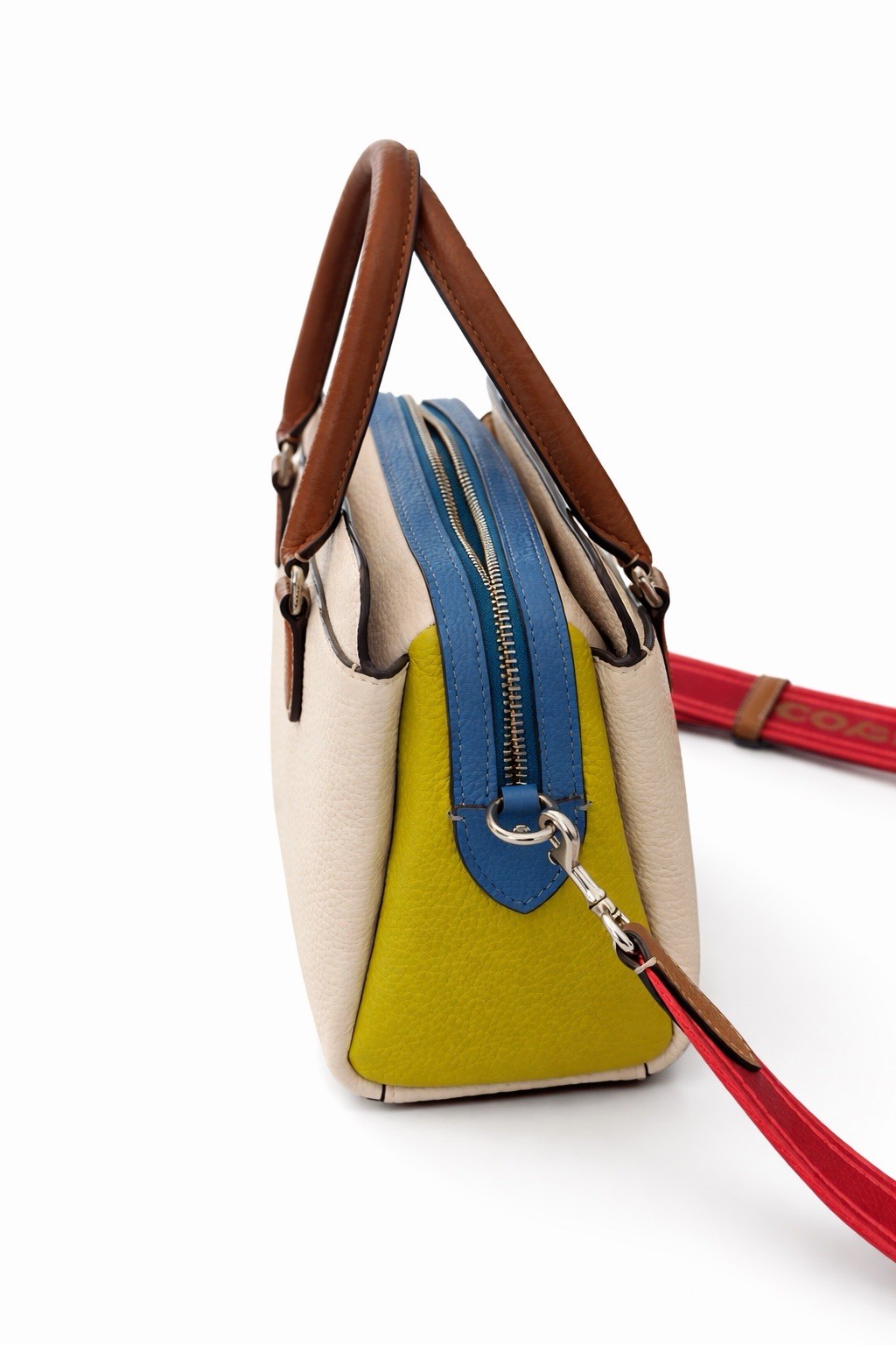 Coach colorblock pebbled satchel detachable adjustable strap