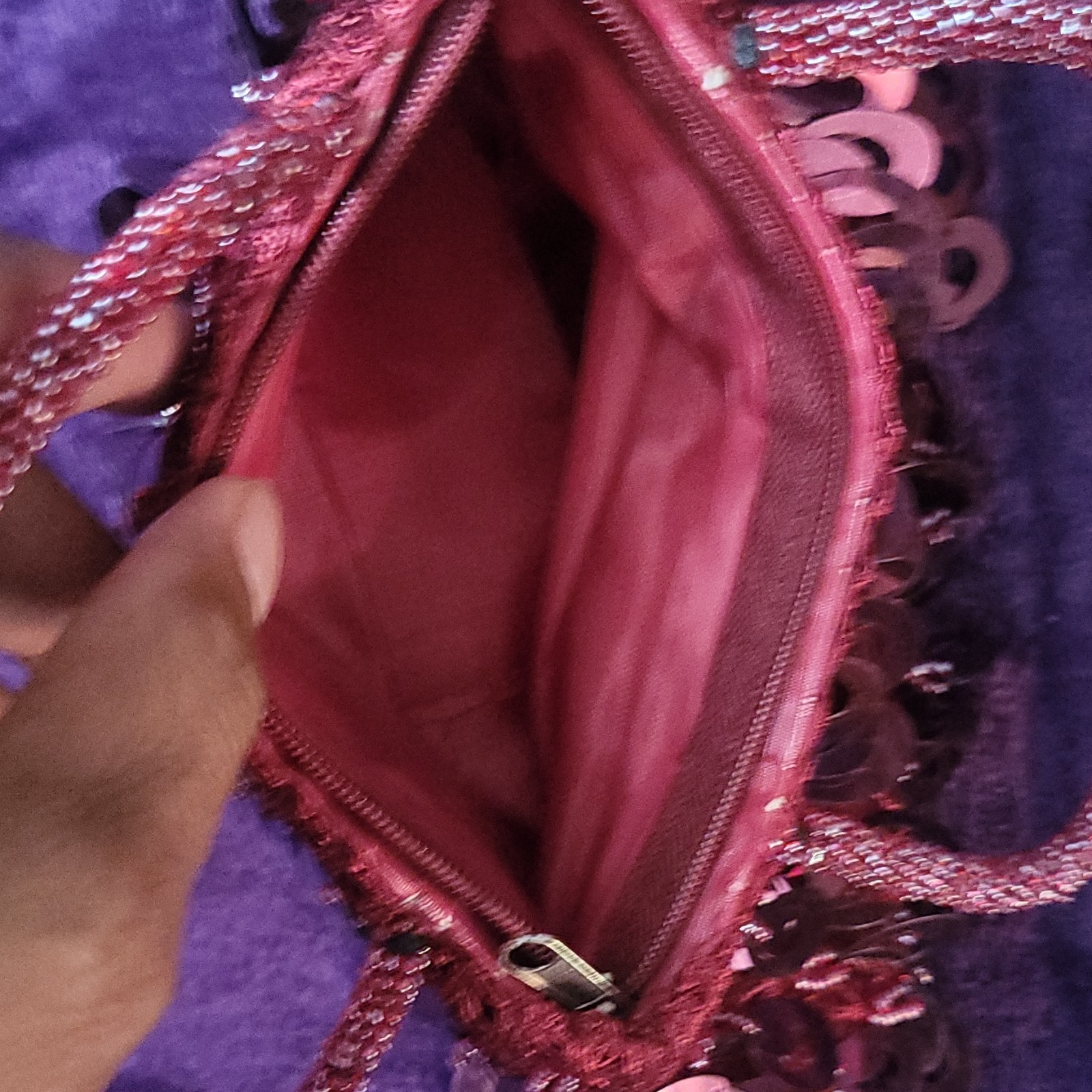 Women’s Mini Top Handle Satchel Handbag Lot of 2, Beaded Sequin, Zip, Lined
