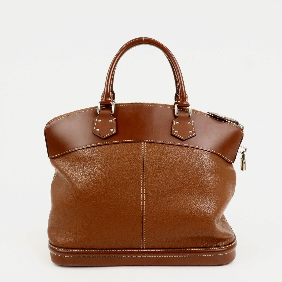 Louis Vuitton Suhari Lock it MM Leather Hand Bag Sienne M91889 Auth Used