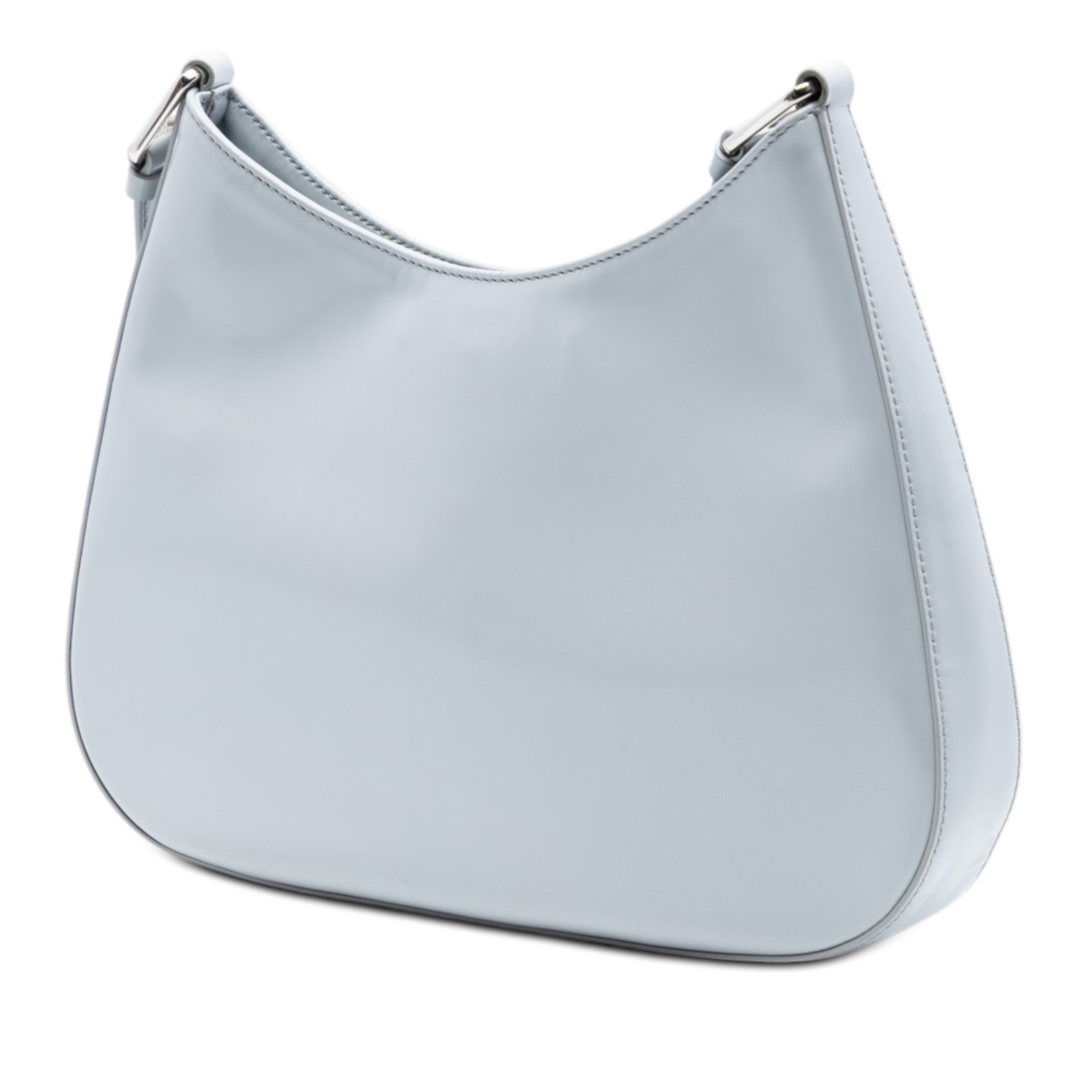 Prada Spazzolato Leather Cleo Shoulder Bag Pre-Loved Light Blue