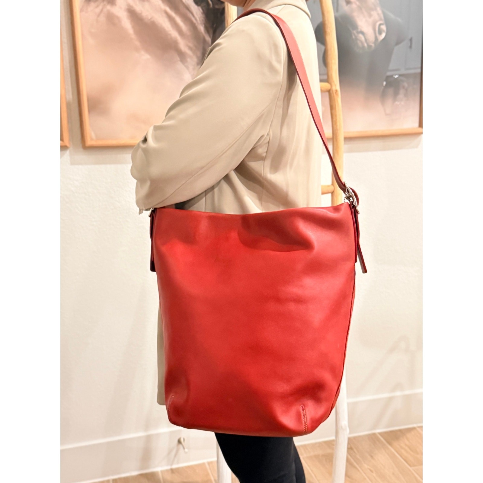 Vintage Coach Legacy Large Duffle Sac 9151 Red Glove Tanned Leather