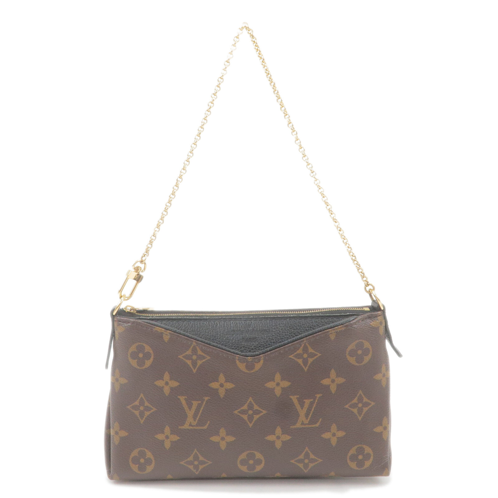 Louis Vuitton Monogram Pallas Clutch Shoulder Bag M41639 Auth Used
