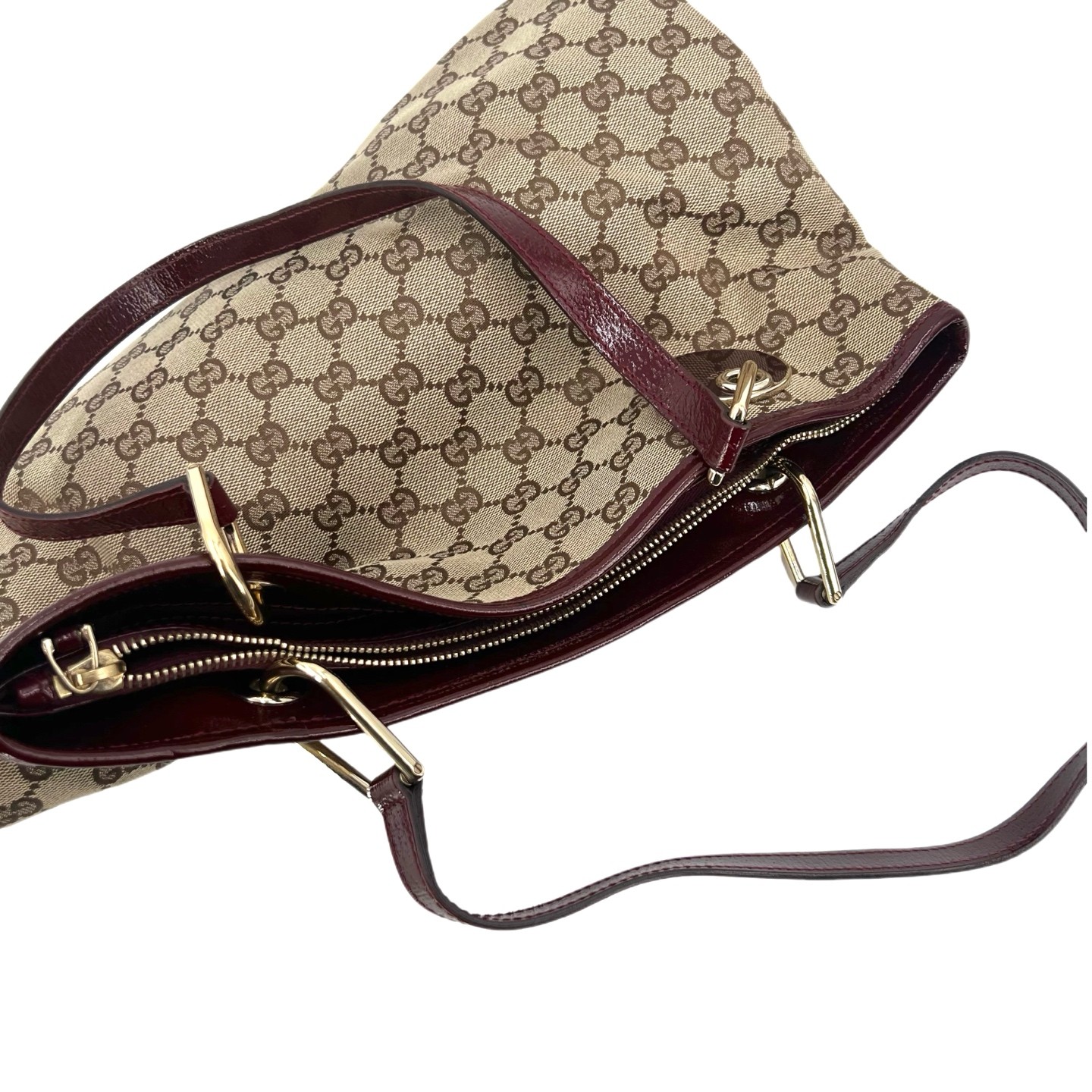 Gucci GG Canvas Tote Normal Size Beige Canvas Shoulder & Hand Carry US Ship