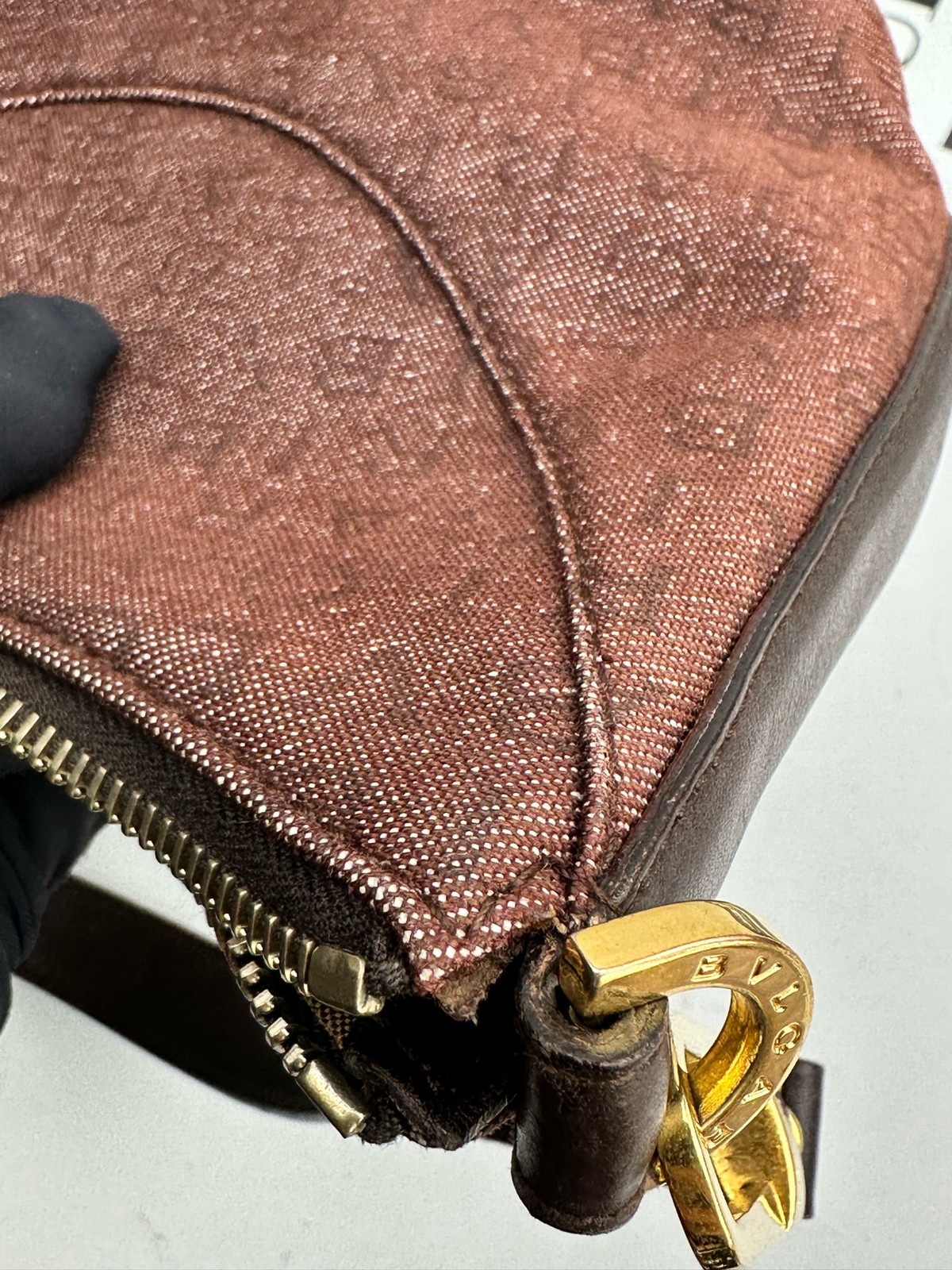 Bvlgari Bulgari Bulgari Normal Size Brown Denim Shoulder Bag Duty Paid