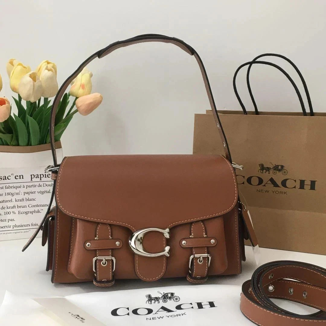 Coach CT721 Leather Soft Tabby Shoulder Bag Crossbody Brown outlet New!