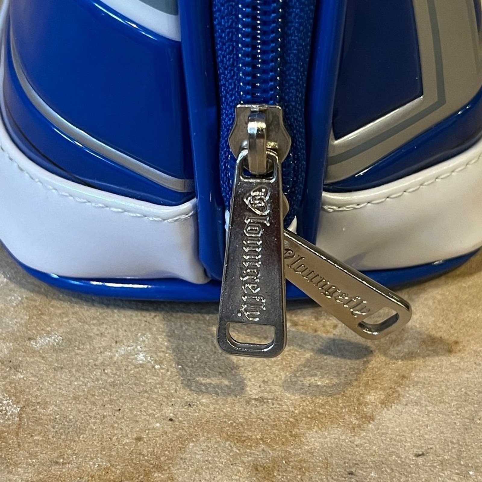 Star Wars Loungefly R2D2 Blue and Silver Faux Patent Leather Bag