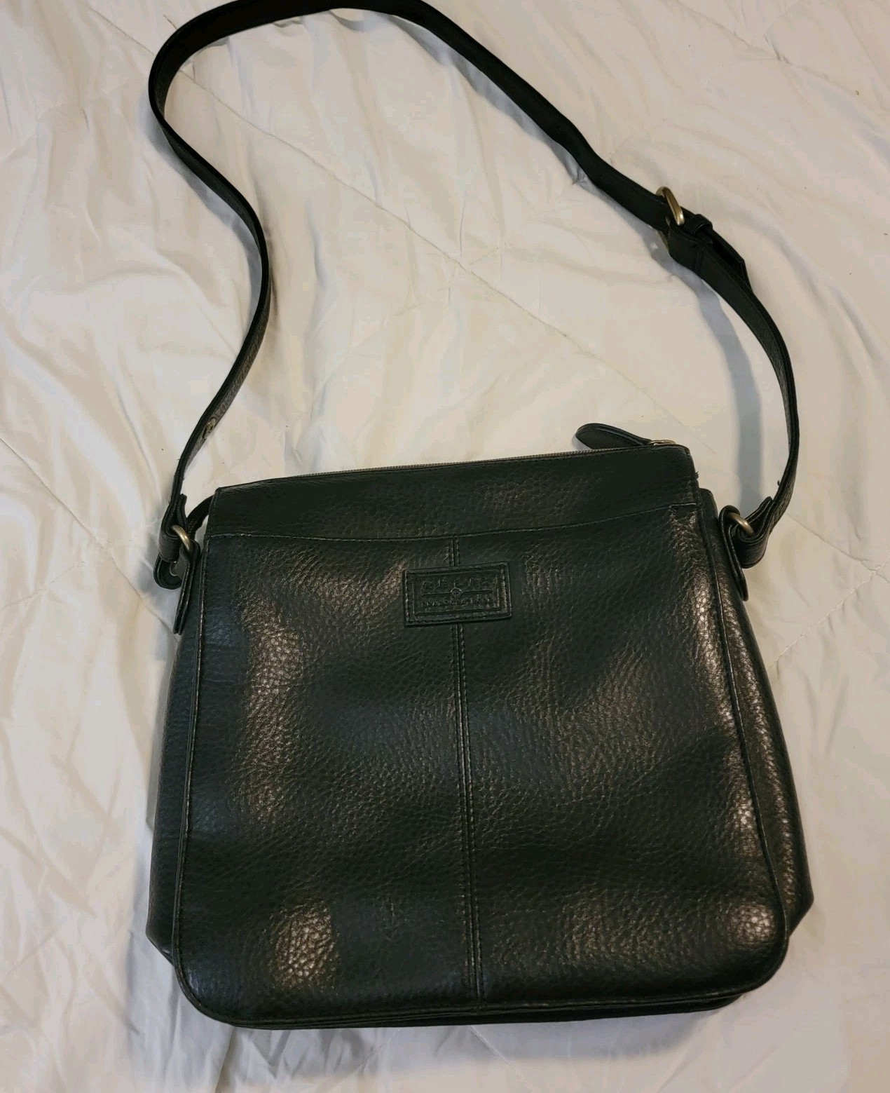 Relic Black Pebbled Purse Multicompartment NWOT RL6154 11×11 Inch Gold Zipper