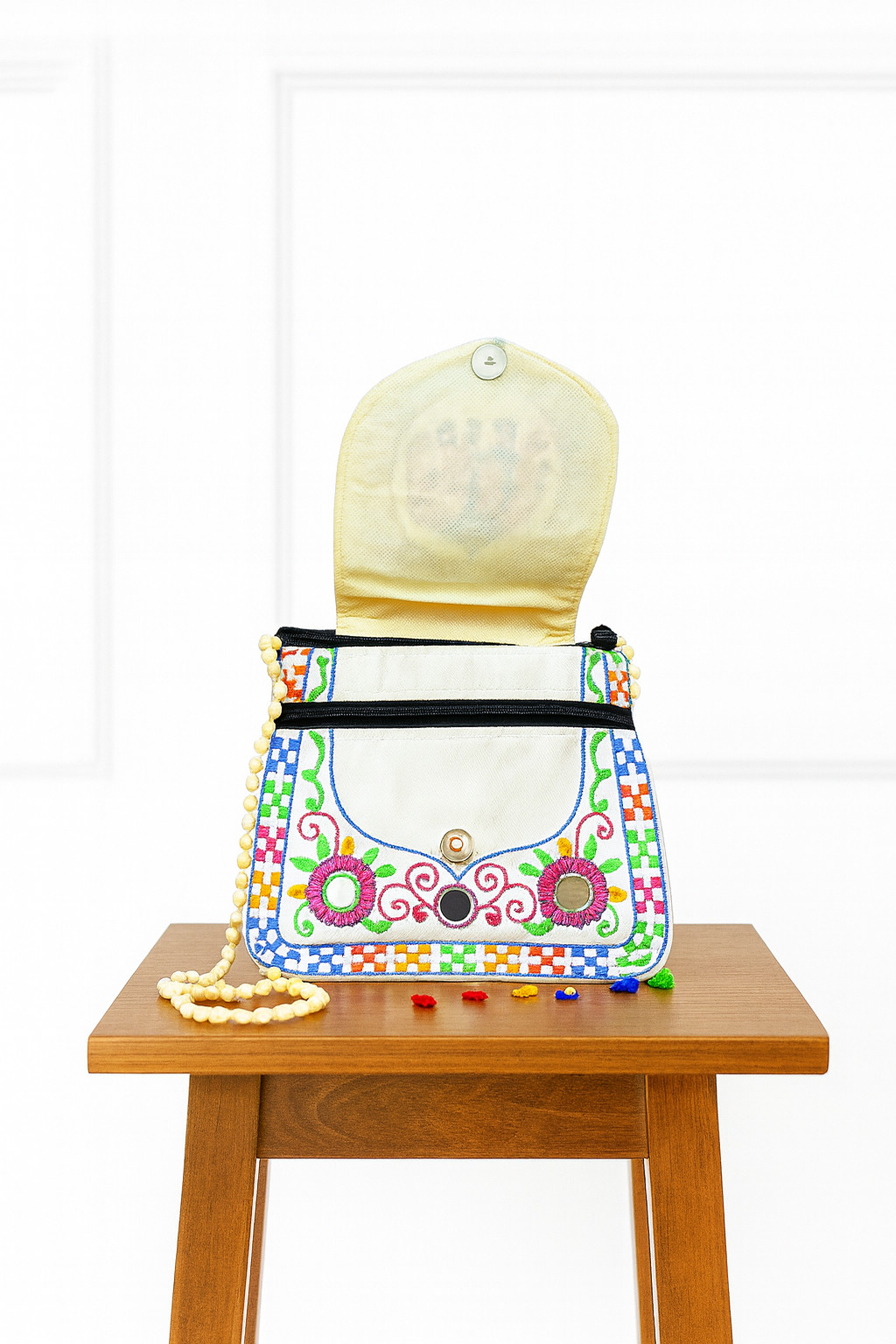 Handmade Embroidered Elephant Bag | Colorful Boho Shoulder Purse | Tribal Mirror