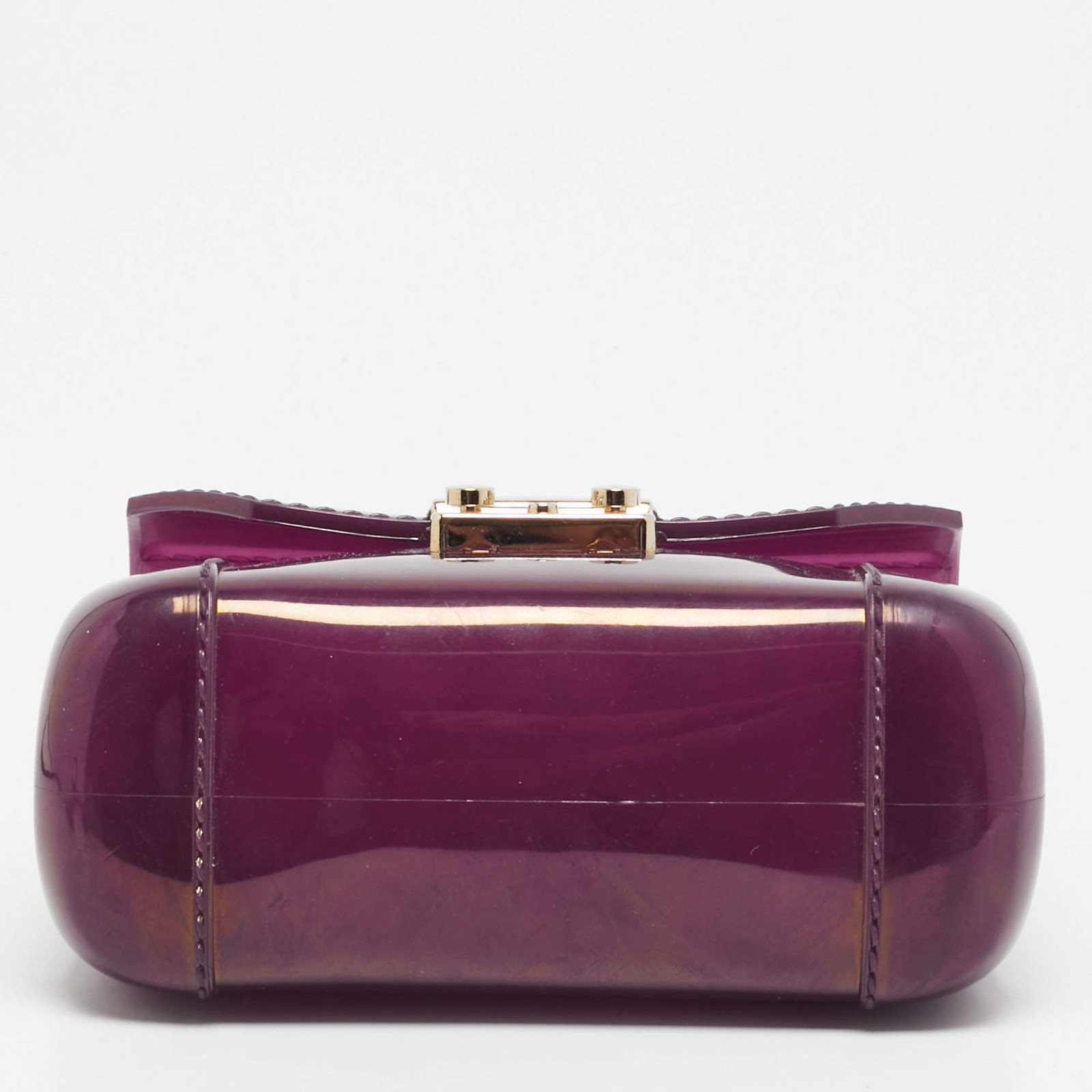 Furla Candy Bon Bon Mini Purple Rubber Top Handle Bag