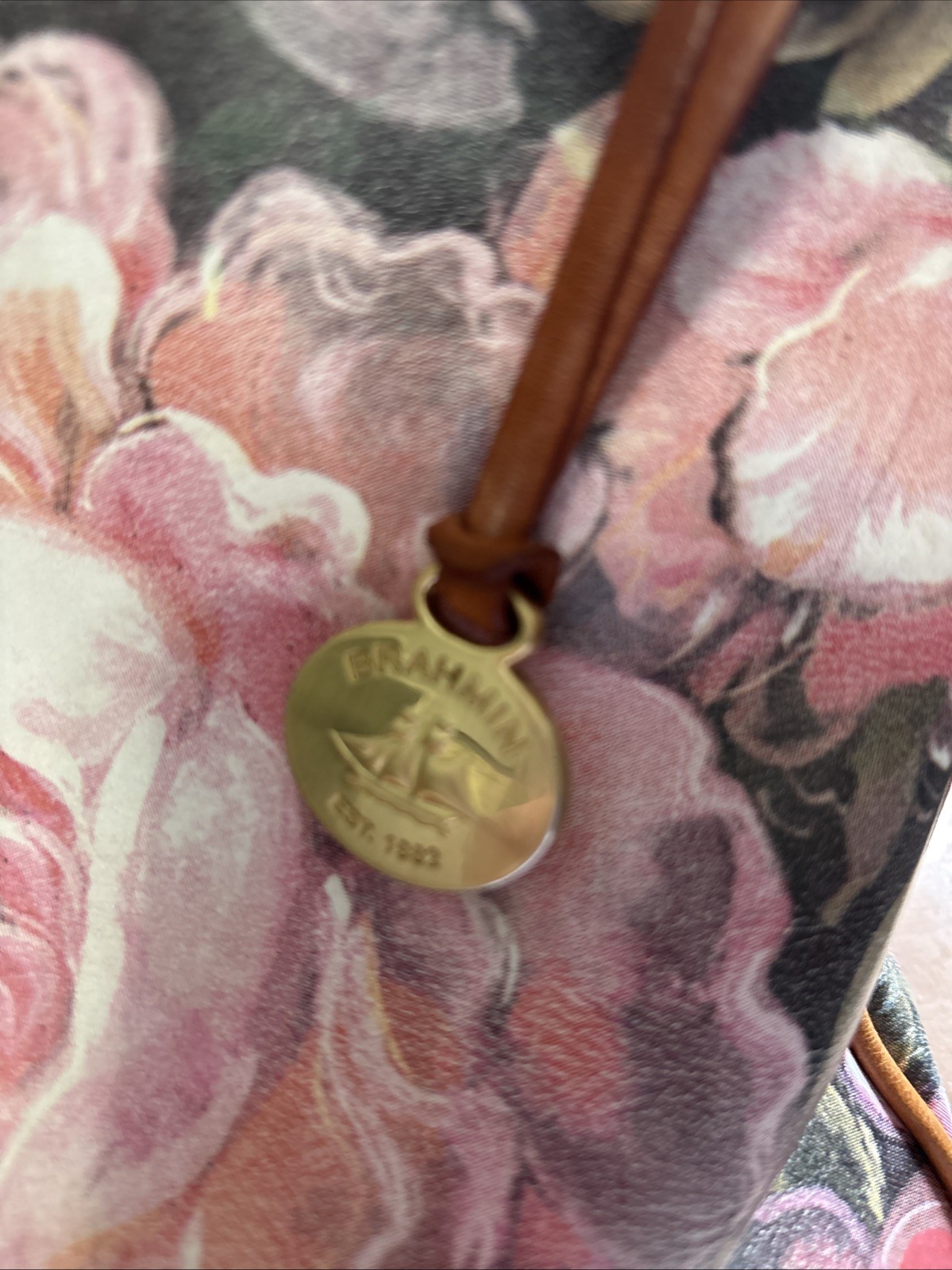 Brahmin Leather Crossbody Bag – Multi Flower Color Pattern – Great for Summer!