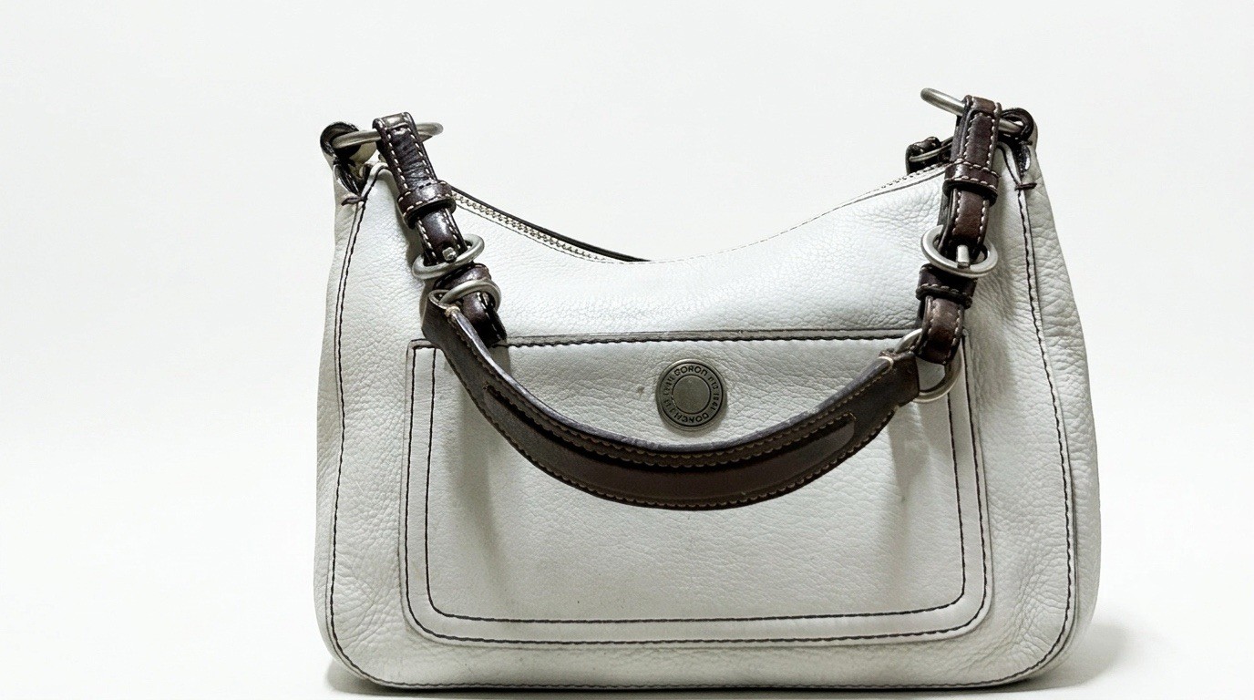 Vintage Coach Soho 8E99 Cream White Milled Leather Shoulder / Hand Bag 2006