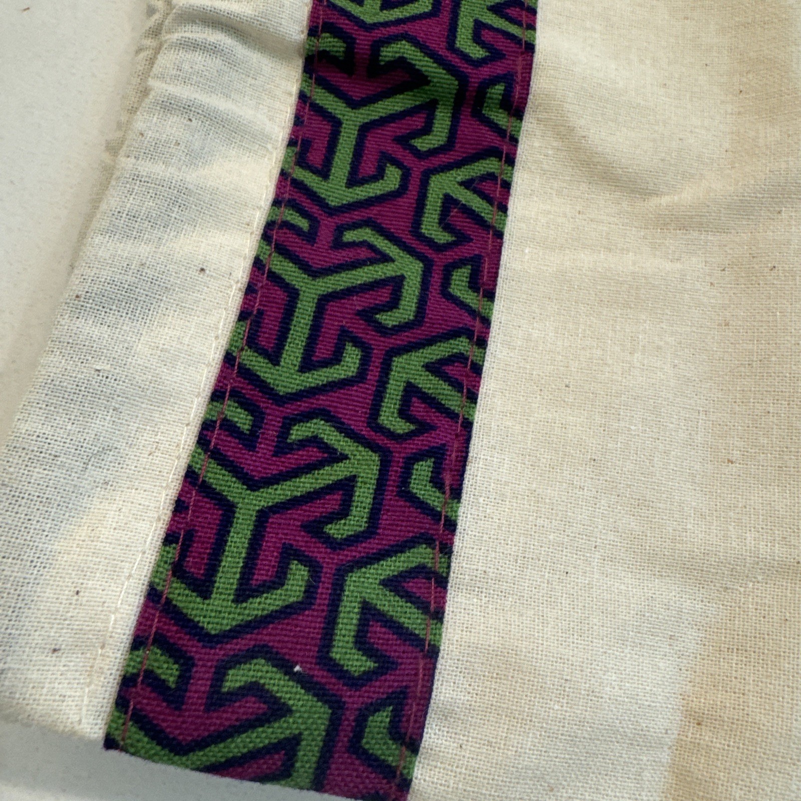 Tory Burch Drawstring Purse Ivory purple Green Storage Dust Bag 18″ x 14″ Charm