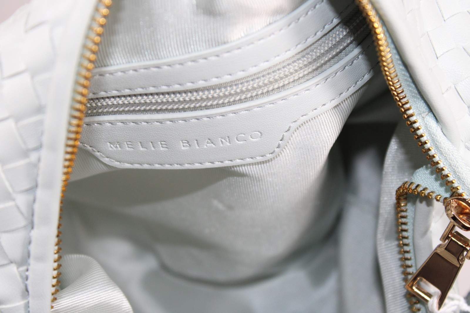 Melie Bianco Womens Woven Hobo Shoulder Bag Light Blue Vegan Leather Purse